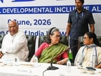 Congress president and Rajya Sabha LoP Mallikarjun Kharge (2nd from left), Congress chairperson Sonia Gandhi, Lok Sabha LoP Rahul Gandhi, TMC chief Mamata Banerjee in New Delhi earlier this month.