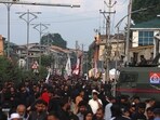 Shiite Muslim mourners participate in a religious procession on the 8th day of the Islamic month of Muharram in Srinagar on Wednesday. (Waseem Andrabi/HT)