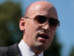 White House Deputy Chief of Staff Stephen Miller speaks with reporters at the White House on June 25.