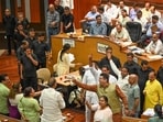 The issue triggered noisy protests, with opposition councillors gathering in front of the mayor’s dais and raising slogans (Hindustan Times)