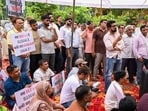 The protesters alleged that authorities were selectively targeting properties in DLF colonies even though similar building violations and commercial activities exist (Parveen Kumar)