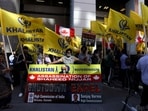 A group of Khalistani protesters outside India's consulate in Toronto.