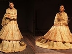 Shehnaaz Gill serves regal fashion goals in a shimmering golden Anarkali.(shehnaazgill/Instagram)