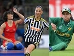 From left: Vinesh Phogat, Sara Björk Gunnarsdóttir and Nain Abidi proved pregnancy is no barrier for female athletes in sports.