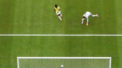 Vinicius punished a defensive mistake by Scotland to score the first goal for Brazil. (REUTERS)