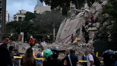 The quakes destroyed power lines and also caused damage to Caracas's main airport. (AFP) The quakes destroyed power lines and also caused damage to Caracas's main airport. (AFP)