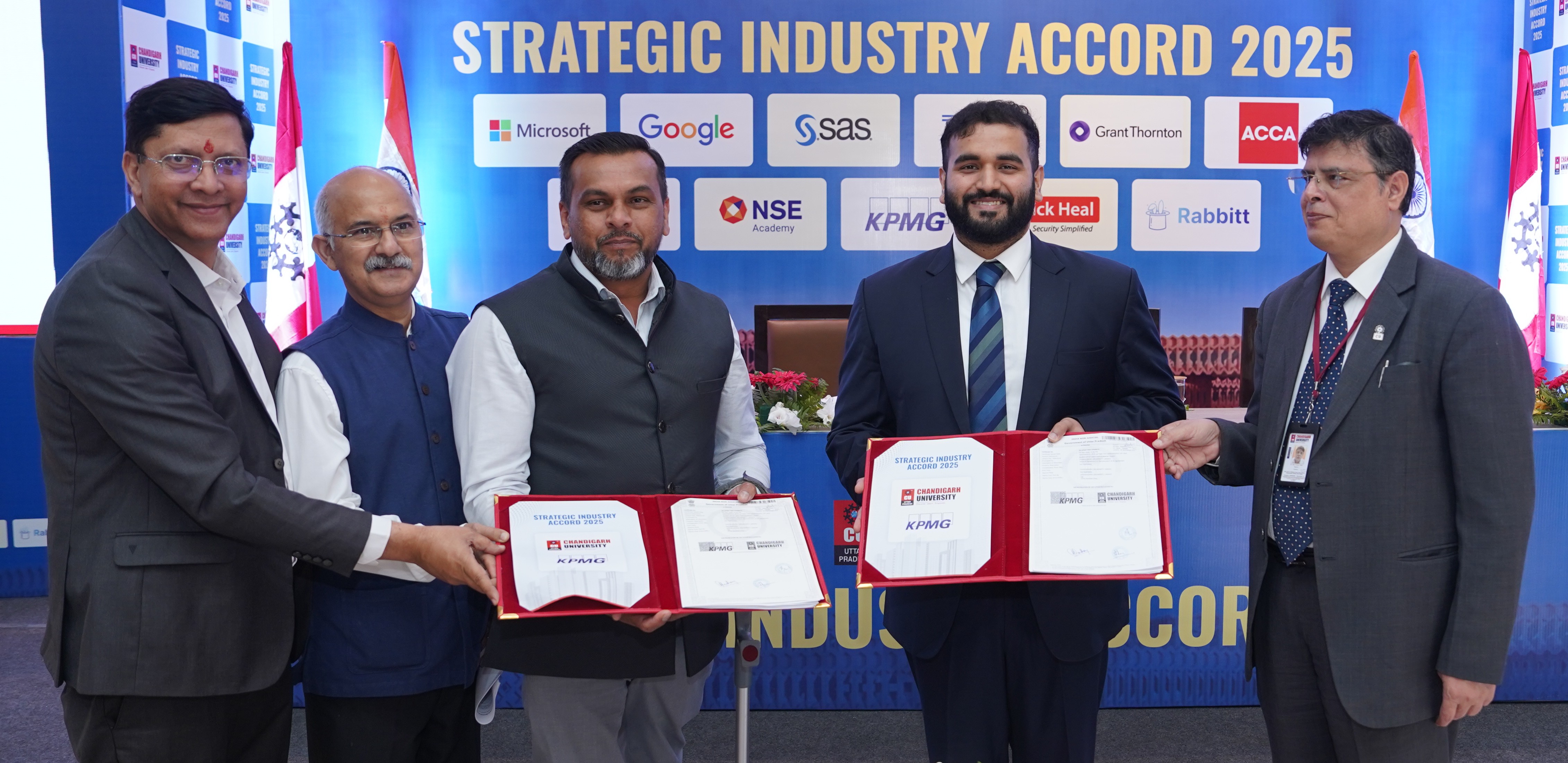 Chandigarh University Senior Management during Signing of an Memorandum of Understanding (MoU) with KPMG Officials at Lucknow. (CU UP)