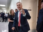 House Oversight Committee Chairman James Comer, R-Ky., arrives to hold a closed-door interview with Leon Black, a billionaire who was close with Jeffrey Epstein, at the Capitol in Washington, Friday, June 26, 2026. (AP Photo/J. Scott Applewhite)