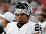 FILE - Oakland Raiders running back Doug Martin looks on during an NFL preseason football game against the Arizona Cardinals, Aug. 15, 2019, in Glendale, Ariz. (AP Photo/Rick Scuteri, File)