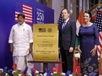 US Ambassador to India Sergio Gor, Telangana Deputy Chief Minister Mallu Bhatti Vikramarka and US Consul General Laura Williams pose beside a plaque commemorating the renaming of the road adjoining the US Consulate as 'Donald Trump Avenue'. US Ambassador to India Sergio Gor, Telangana Deputy Chief Minister Mallu Bhatti Vikramarka and US Consul General Laura Williams pose beside a plaque commemorating the renaming of the road adjoining the US Consulate as 'Donald Trump Avenue'.