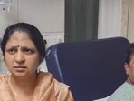 Pooja Goyal and Praveen Goyal, parents of Siya Goyal, speak to the media, in Pune, Maharashtra, Thursday. Pooja has claimed that her daughter had expressed reluctance to visit Lohagad Fort with her fiance Ketan Agarwal on June 18. (PTI)