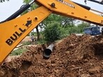 The under construction Bhakra drinking water pipeline in Chanot village. (HT File)