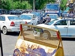 Traffic being diverted after the incident. (Gurpreet Singh/HT)