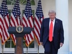 President Donald Trump walks to greet guests after speaking at a Rose Garden Club dinner with farmers, in the Rose Garden of the White House, Thursday, June 25, 2026, in Washington. 