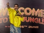 Akshay Kumar during the title song launch of the film Welcome To The Jungle, in Mumbai, Tuesday, June 23, 2026.