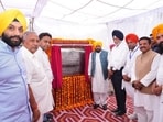 While laying the foundation stone of a sports stadium in Samana, chief minister Bhagwant Mann said that the state government is making unprecedented investments in sports infrastructure to encourage youth participation in sports, eradicate the menace of drugs and prepare athletes to excel at national and international levels. (HT Photo)