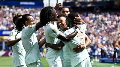 Ousmane Dembele scored a sensational first-half hat-trick. (REUTERS)