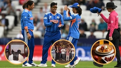 Indian players celebrate a dismissal during an ICC Women's T20 Cricket World Cup match and (inset) fan adda and food promotion activities in Lucknow (Photo: AFP and HT) Indian players celebrate a dismissal during an ICC Women's T20 Cricket World Cup match and (inset) fan adda and food promotion activities in Lucknow (Photo: AFP and HT)
