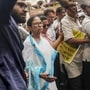 Kolkata: TMC chairperson Mamata Banerjee takes part in a protest march against hawker eviction without rehabilitation, in Kolkata, on June 17 (PTI)(HT_PRINT)