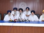 A special general house meeting of the Shiromani Gurdwara Parbandhak Committee (SGPC) held on Saturday at Teja Singh Samundri Hall in Amritsar endorsed the Akal Takht’s decision declaring chief minister Bhagwant Mann as “anti-Guru” and “anti-community”. The members pledged commitment to uphold Akal Takht’s decree against the CM over the objectionable video row. (HT Photo)