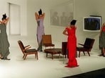 Hussein Chalayan’s iconic 2000 Fall/Winter show in London. Models unzipped furniture upholstery and wore the pieces as dresses, reflecting the refugee experience of rebuilding a life with whatever one can find or carry. (Catwalk: The Art of The Fashion Show / V&A Dundee)