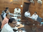 Jharkhand chief electoral officer K Ravi Kumar chairs a meeting with divisional commissioners in Ranchi on Saturday. (HT Photo)