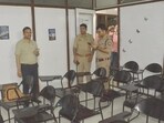 Officials inspect a coaching centre earlier this week. (Sakib Ali/HT)