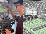 An animated Wimbledon artwork created entirely on a typewriter.