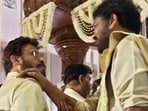 K Bhagyaraj was seen interacting with Chiranjeevi at the wedding.