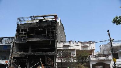 The fire-ravaged buiding in Aliganj, Lucknow. (HT FILE PHOTO) The fire-ravaged buiding in Aliganj, Lucknow. (HT FILE PHOTO)