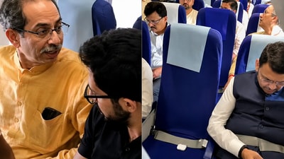 শুক্রবার মুম্বই থেকে নাগপুরগামী একটি ইন্ডিগো বিমানে পাশাপাশি যাত্রা করেন উদ্ধব ঠাকরে, দেবেন্দ্র ফড়নবীস শুক্রবার মুম্বই থেকে নাগপুরগামী একটি ইন্ডিগো বিমানে পাশাপাশি যাত্রা করেন উদ্ধব ঠাকরে, দেবেন্দ্র ফড়নবীস