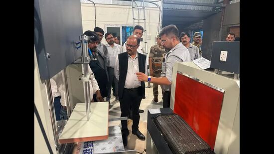 BCCL Chairman-cum-Managing Director (CMD) Manoj Kumar Agrawal inspects “Coal Neer Plant” at Putki-Balihari Area in Dhanbad on Saturday. (HT Photo)