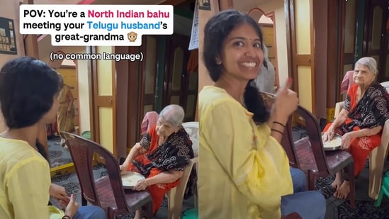 North Indian woman meets Telugu great-grandmother. (Instagram/@journeywithshefali)