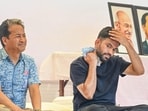 Before joining the protest and commencing his indefinite hunger strike, Wangchuk, along with CJP founder Abhijeet Dipke, visited Rajghat and paid tribute to Mahatma Gandhi. (Vipin Kumar/HT Photo)