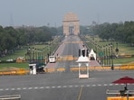 A largely deserted Kartavya Path during a scorching afternoon in the national capital, as intense heat and humid weather keep visitors away from the iconic boulevard in New Delhi, India, on Sunday, June 28, 2026. 