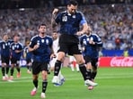ARLINGTON, TEXAS - JUNE 27: Lionel Messi #10 of Argentina celebrates. 