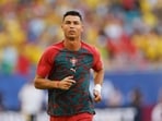 Cristiano Ronaldo #7 of Portugal warms up. 