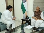 Sharma (left) told Singh (right) restrictions continue to delay civic works, property registrations and statutory approvals in several affected localities. (HT) Sharma (left) told Singh (right) restrictions continue to delay civic works, property registrations and statutory approvals in several affected localities. (HT)