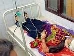 The victim at the civil hospital in Khanna on Sunday. (HT Photo)