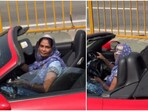 సాంప్రదాయ దుస్తుల్లో పోర్షే డ్రైవింగ్..