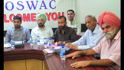 FOSWAC members during a meeting with the Chandigarh deputy commissioner on Sunday. (Sanjeev Sharma/ HT) FOSWAC members during a meeting with the Chandigarh deputy commissioner on Sunday. (Sanjeev Sharma/ HT)