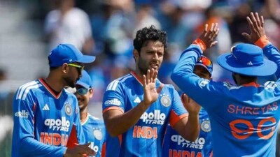Shivam Dube bowled a game-changing double-wicket over, which included dismissals of the dangerous Ben Calitz (37 off 23 balls) and Gareth Delany. (BCCI) Shivam Dube bowled a game-changing double-wicket over, which included dismissals of the dangerous Ben Calitz (37 off 23 balls) and Gareth Delany. (BCCI)