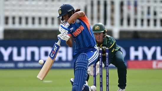 Harmanpreet Kaur registered 56 off 27 balls.(AFP)