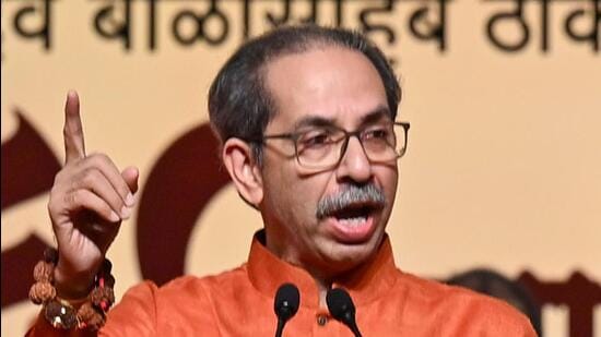 Mumbai, India. 19, 2026 - Uddhav Thackeray, Chief of Shiv Sena (UBT), addressed party members at Shanmukhanand Hall in Mumbai on the party’s 60th foundation day. Aditya Thackeray, Yuva Sena Chief, along with Sanjay Raut, Anil Desai, Arvind Sawant, Rajabhau Vaze, and other senior leaders, were also present. Mumbai, India. 19, 2026. (Photo by Raju Shinde/HT Photo) (Raju Shinde)