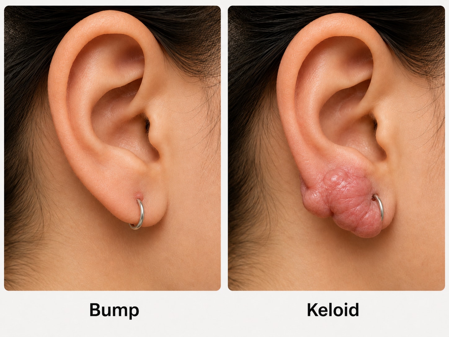 Check the difference between bump and keloid. (Picture credit: AI generated)