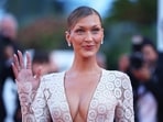 Bella Hadid poses on the red carpet at Cannes Film Festival. 