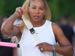 Serena Williams of the United States arrives to practice one day ahead of the start of the Wimbledon Tennis Championships in London, Sunday, June 28, 2026. (AP Photo/Kin Cheung)