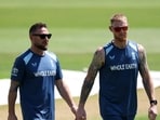 England head coach Brendon McCullum and Ben Stokes. 