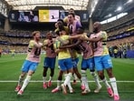 Brazil vs Japan LIVE Score, FIFA World Cup 2026: Gabriel Martinelli #22 of Brazil celebrates with teammates after scoring the team's second goal during the FIFA World Cup 2026 Round Of 32 match