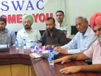 FOSWAC members during a meeting with the Chandigarh deputy commissioner on Sunday. (Sanjeev Sharma/ HT)